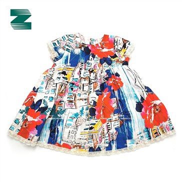 Lněné tkané šaty s kulatým výstřihem a krátkým rukávem